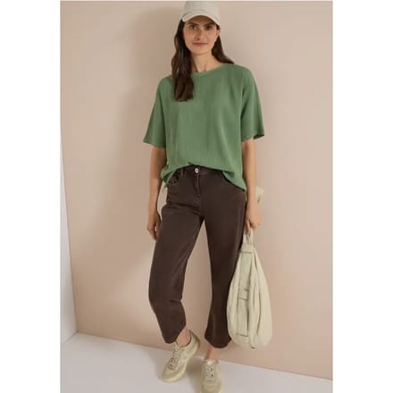 Blouse met afhangende schouders in effen kleur