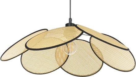 MEROO - Hanglamp - Zwart/Naturel - Rotan