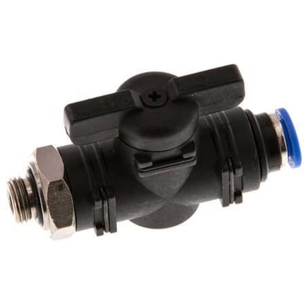 6 mm - G1/8'' Kunststof/Messing rechte 2-Weg Kogelkraan