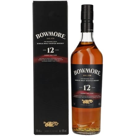 Bowmore 12 Years Old Sherry Oak Cask Islay Single Malt 40% Vol. 0,7l in geschenkverpakking