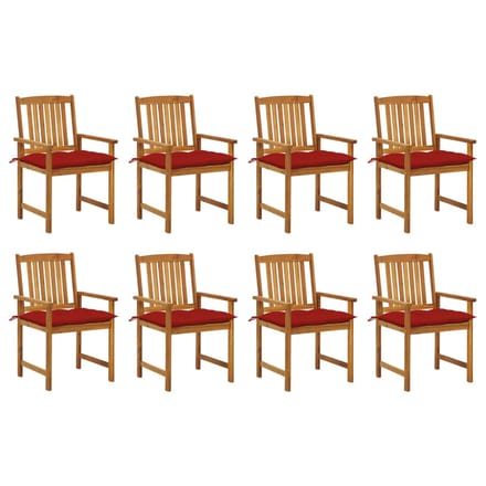 vidaXL - Tuinstoelen - 8 - st - met - kussens - massief - acaciahout