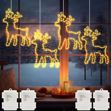 Thuys – Rendier Kerstverlichting Buiten – Kerstfiguren Buiten – 32 x 32 x 4cm – Geel