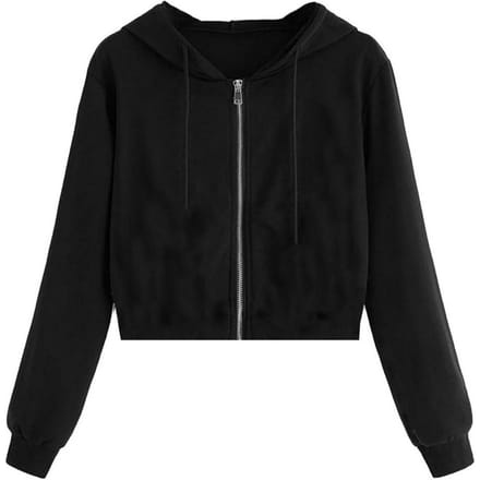 Miso Dames/Dames Relaxed Fit Crop Hoodie (Zwart)