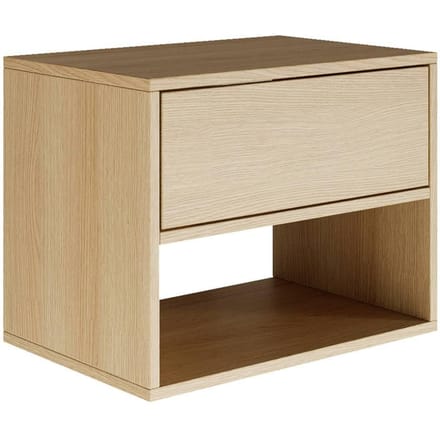 Selsey Framme – Hangend nachtkastje met lade en open vak, eikenhout look, 50 cm