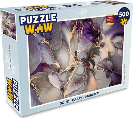 Puzzel Goud - Paars - Marmer print - Legpuzzel - Puzzel 500 stukjes