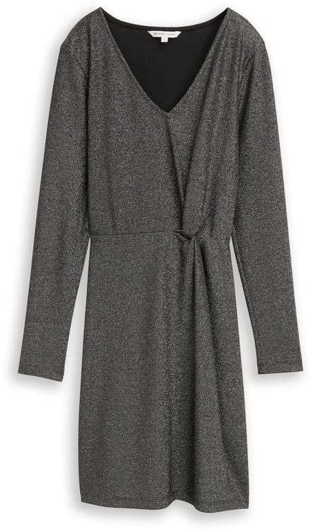 Tom Tailor Denim - Getailleerde mini-jurk met glittereffect - Maat S - black glitter