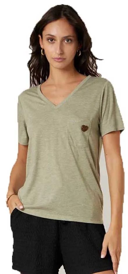 Deeluxe Kellie T-shirt Met Korte Mouwen En V-hals Groen S Vrouw