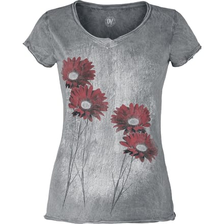 Outer Vision T-shirt - Gerbera Magic Day - S tot 4XL - voor Vrouwen - grijs