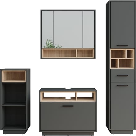 Vicco Badkamermeubelset Beatrice, Antraciet/Sonoma, 4-delig