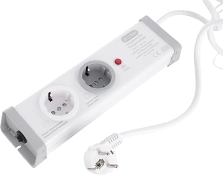 Q-Link stekkerdoos - 2-voudig - randaarde - was/droog - 3 x 1.5 mm� - 1.5 m - wit/grijs