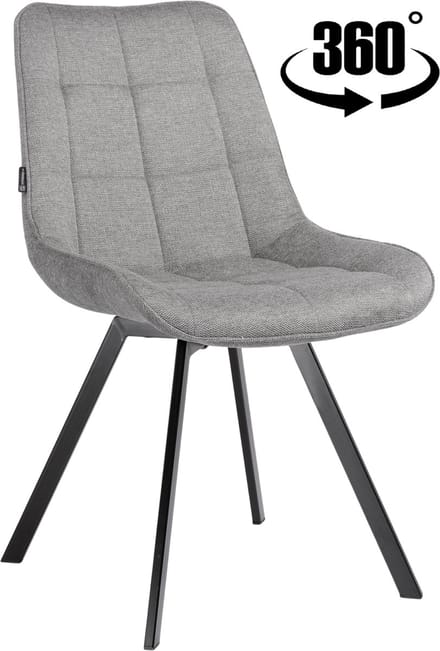 ExitoDesign LAPO - Draaibare Gestoffeerde Stoel - Grijs - Metalen Onderstel - 360 Mechanisme
