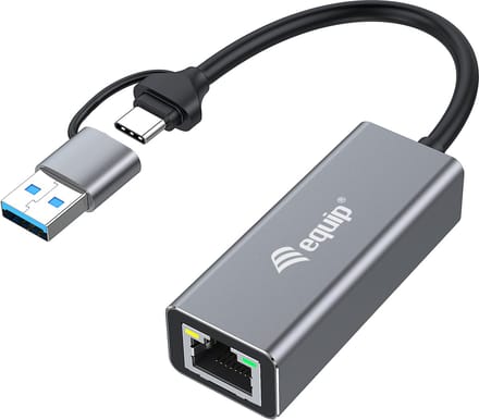 Equip USB-C naar 2,5 Gigabit Ethernet Netwerk (USB-C+A) Adapter