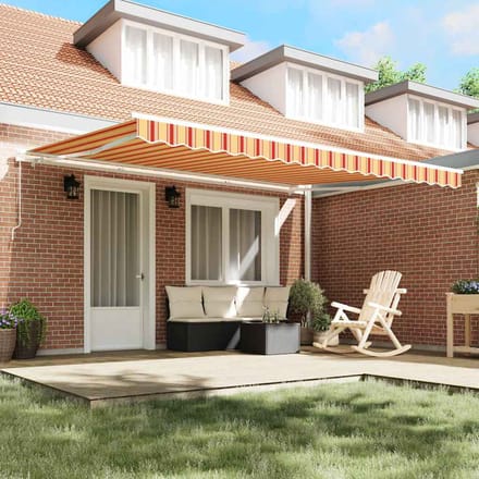 vidaXL - Uitschuifbare - luifel - Geel - en - Oranje - 450 - x - 350 - x - 165 - cm