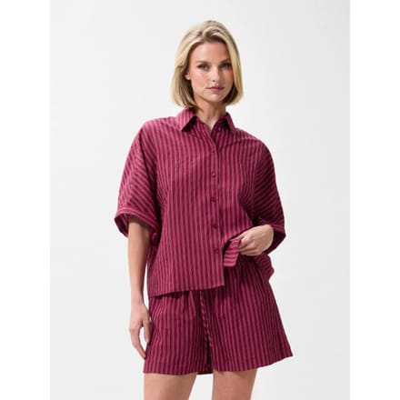 Catwalk Junkie Striped Short Sleeve Blouse Dames - Jurken - Rood - Maat 40