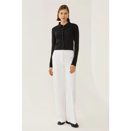 Slim Fit Gebreid Top met Knoopdetails