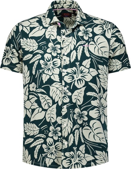 NZA - Groen overhemd met witte bloemen - Classic Green