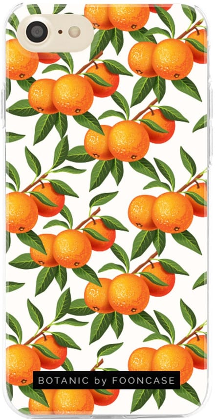 Fooncase Hoesje Geschikt voor iPhone SE (2020) - Shockproof Case - Back Cover / Soft Case - Mandarijn print