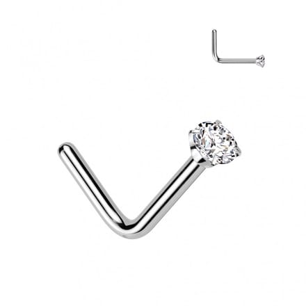 Neuspiercing titanium ronde top steen met crammetje 3mm - zilver - LMPiercings