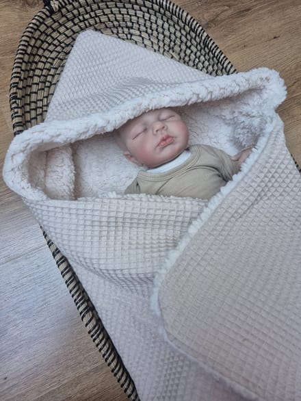 Wikkeldeken - Omslagdoek - Badcape - Beige - Teddy - 70x70cm / Baby Creaties