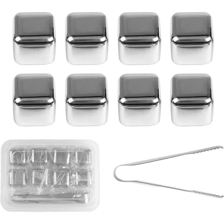 8pcs Glaçons Pierres à Whisky Congélation Rapide Réutilisables Pierres à Whisky en Acier Inoxydable Pour Votre L gray