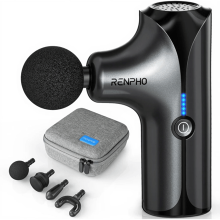 RENPHO mini massagepistool met 4 koppen en 5 snelheden