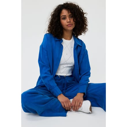 EsQualo Blouse Oversized Cupro Blue Größe: 36 | Business hemden Outlet | Damen | Blau