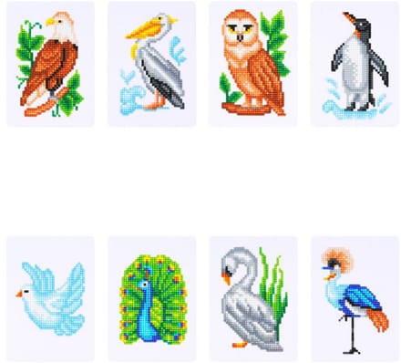Minipaintings - 008 - set van 8 - Dieren - diamond painting - compleet pakket - Diamond painting by Wietske