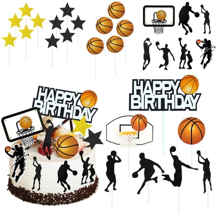 Taartversiering - Dailygoods- Basketbal-Cakeinzetset 29-delig