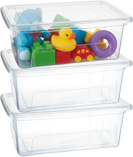 Plasticforte Opslagbox Easy met deksel - 3x - 9.7 Liter - 40 x 26 x 15 cm - transparant - kunststof
