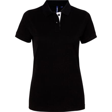 Asquith & Fox Dames/Dames Korte Mouwen Contrast Poloshirt (Zwart/Wit)
