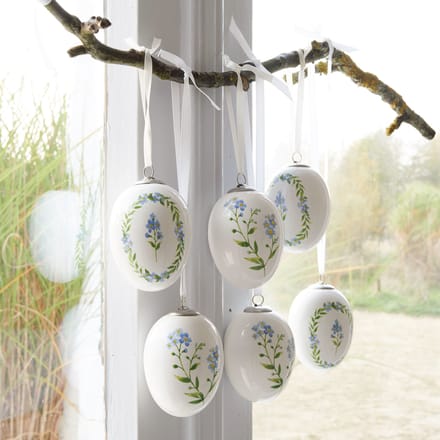 LOBERON Paasei set van 6 Fierolla wit/blauw