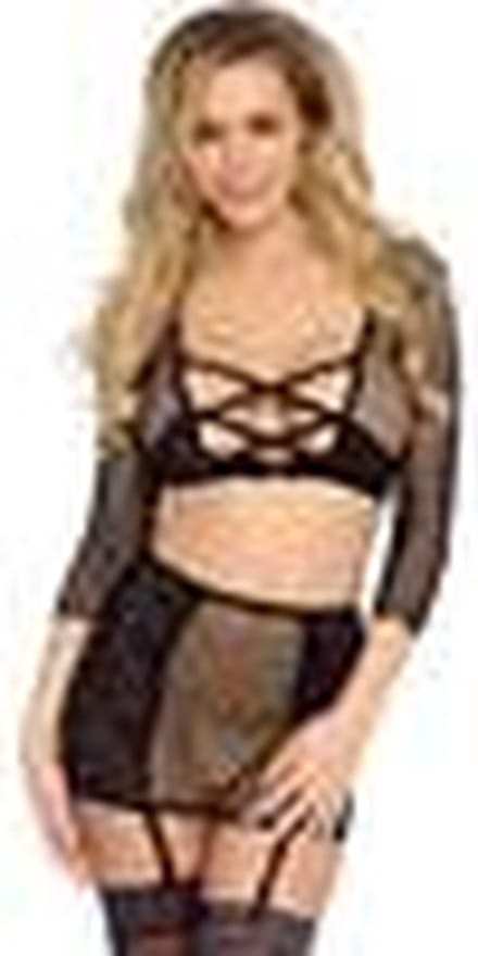 Crop top string & garter skirt