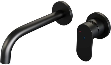 Brauer Black Edition Inbouw Wastafelmengkraan met Gebogen Uitloop en Rozetten Model C1 Mat Zwart