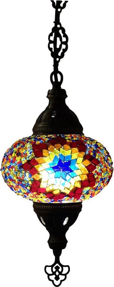 Oosterse lamp - hanglamp multicolour - 1 stuk - handgemaakt mozaïek glas
