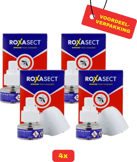 4X Roxasect Anti-Muggen Stekker Starterpakket! - 4x Stekker & 4x Navulling - Voordeelverpakking!
