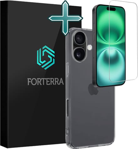 Hoesje Met Screenprotector - Geschikt voor Apple iPhone 16 Plus - Sterk & Shockproof - Telefoon Hoes - Back Cover - Siliconen Case - Transparant