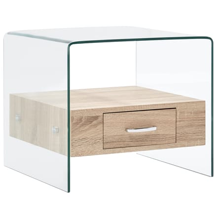 vidaXL - Salontafel - met - lade - 50x50x45 - cm - gehard - glas