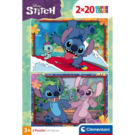 Puzzle Stitch 2x20 pieces, Pour enfants a partir de 3 ans, Theme dessins animés, CLEMENTONI