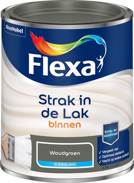 Flexa - Strak In De Lak Binnenlak Zijdeglans - Woudgroen - 750 Ml