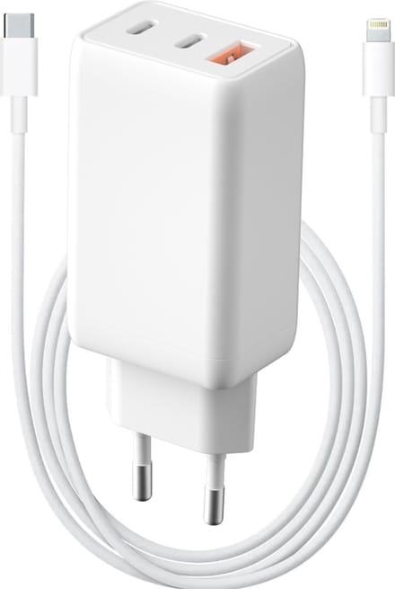 Oplader 65w 3 poorten 3m geschikt voor iPhone 14 13 12 11 X 8 7 SE - Lightning naar usb C