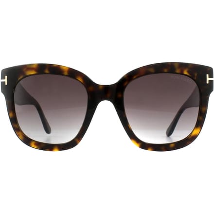 Tom Ford Square Dames Dark Havana Bordeaux gradiënt zonnebril