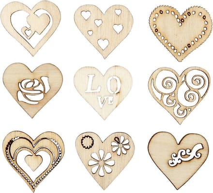 Hout decoratie, love, afm 28 mm, 45 stuk/ 1 doos