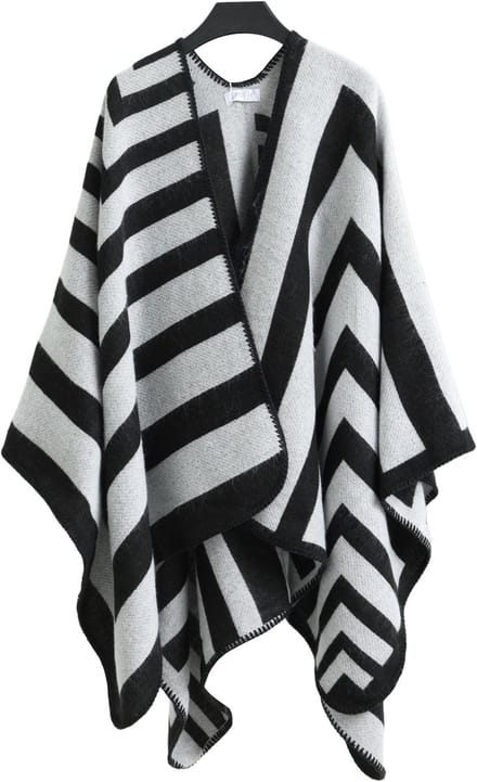 Emilie scarves - poncho - cape - omslagdoek - zwart grijs