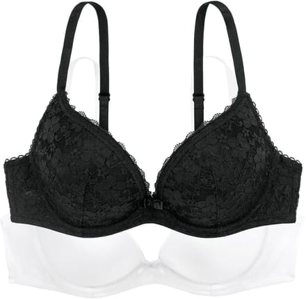 Dorina 2-Pack Push up / Plunge BH's - Sonia - Goedkope T-shirt kanten Bh's - 3/4 Cup - 75B