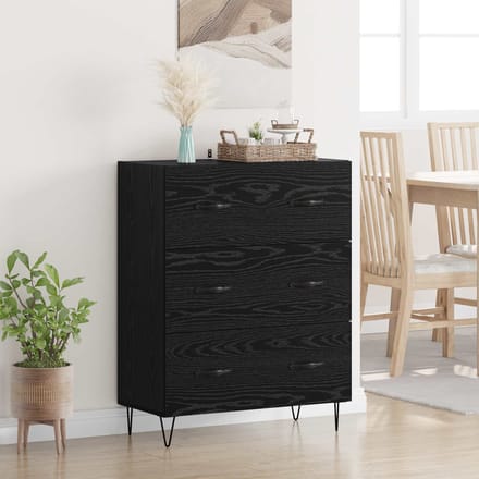 vidaXL - Dressoir - met - lade - Zwart - Eiken - 69,5 - x - 34 - x - 90 - cm