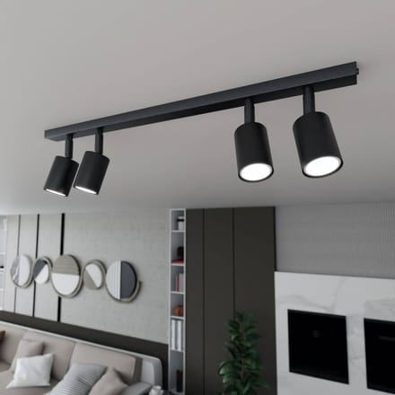 EMIBIG LIGHTING Plafondlamp Flash, zwart, 4-lamps, metaal