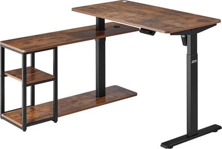 Ergo Office - Bureau - zit-sta Bureau - Elektrisch hefbureau, max. hoogte 121cm, max. 70 kg - Bruin