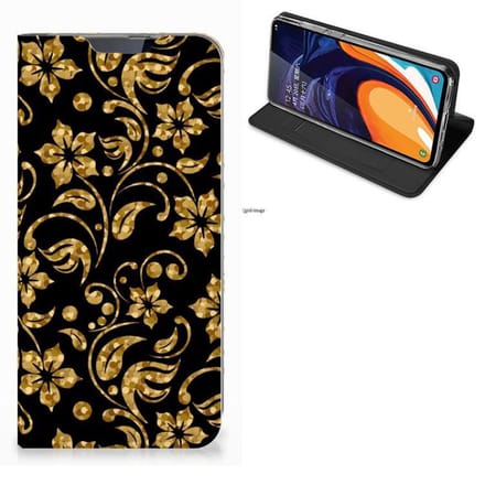 Samsung Galaxy A60 Smart Cover Gouden Bloemen