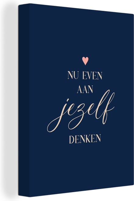 Canvas Schilderij Get well soon - Quotes - Hartjes - Denken - 60x80 cm - Wanddecoratie