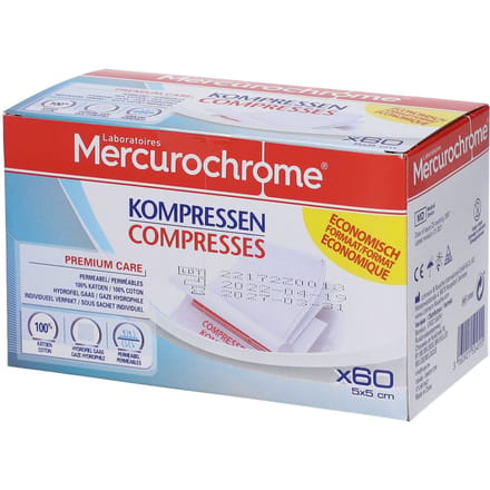 Mercurochrome Kompressen Ergonomish Formaat 60 Compressen